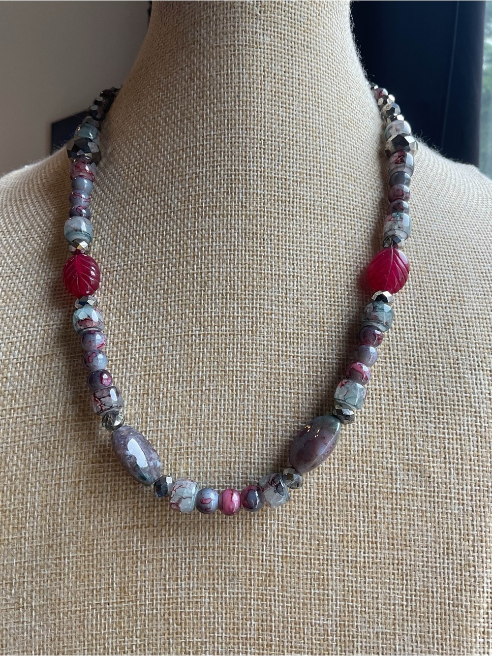 Artisan Made Czech Glass and Coated Glass Necklace